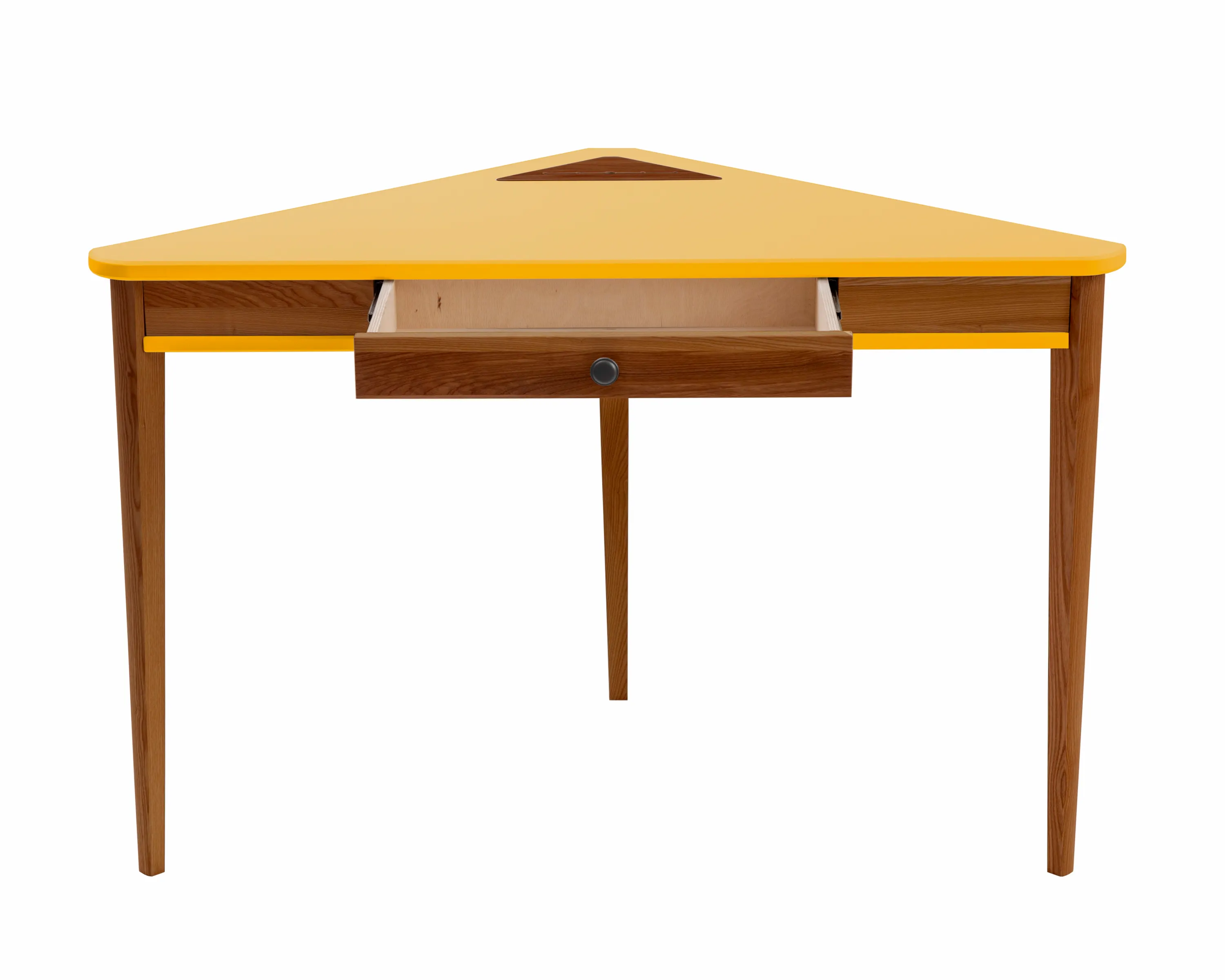 Biurko narożne z szufladą ASHME 114x85 żółty blat/ciemne jesionowe nogi - NRGBACD_OAK_5