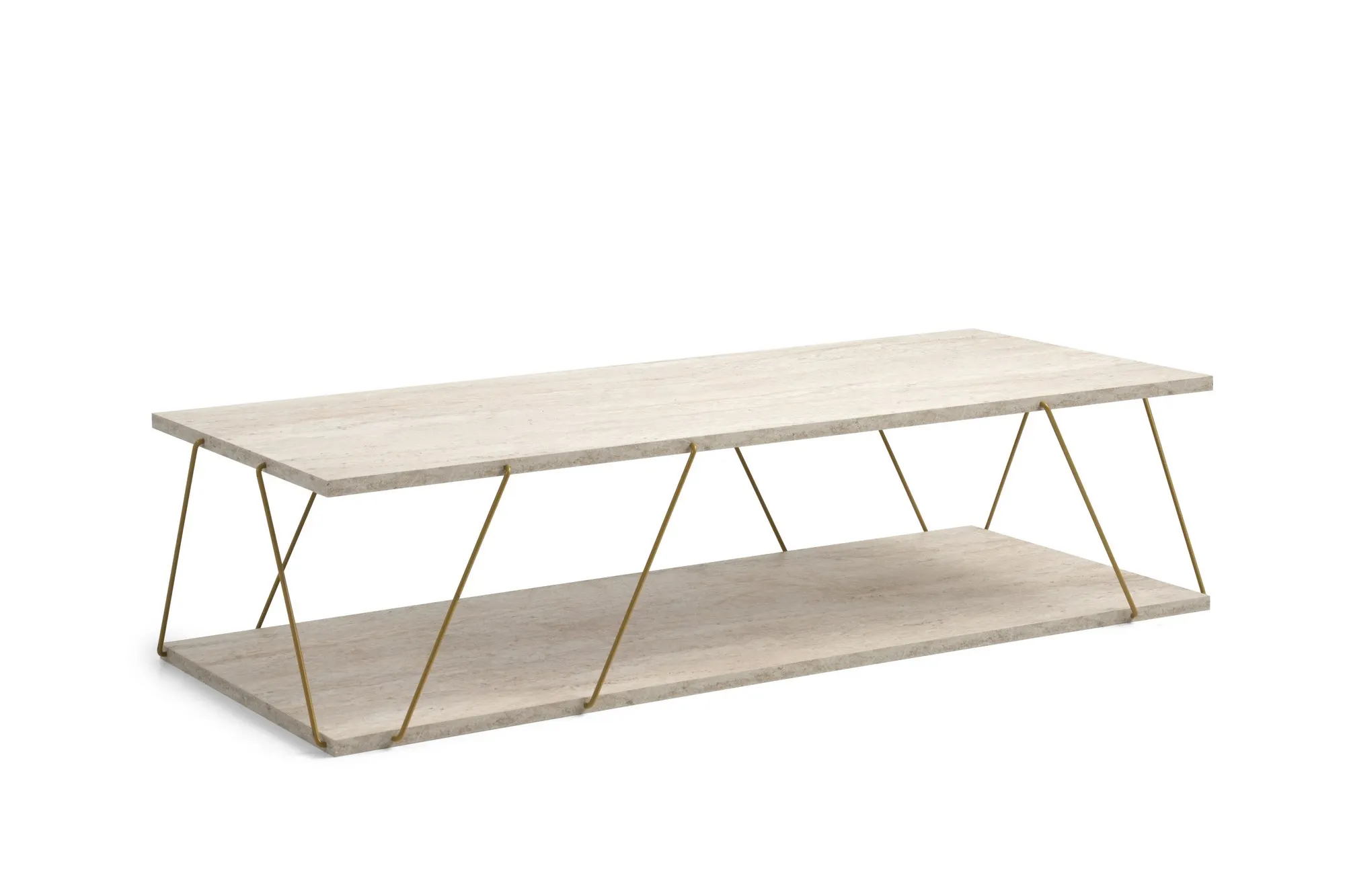 Ława-stolik kawowy LABRANDA 120x50 z efektem kamienia złoty stelaż Stolik kawowy, Meble, Tabela, Drewno