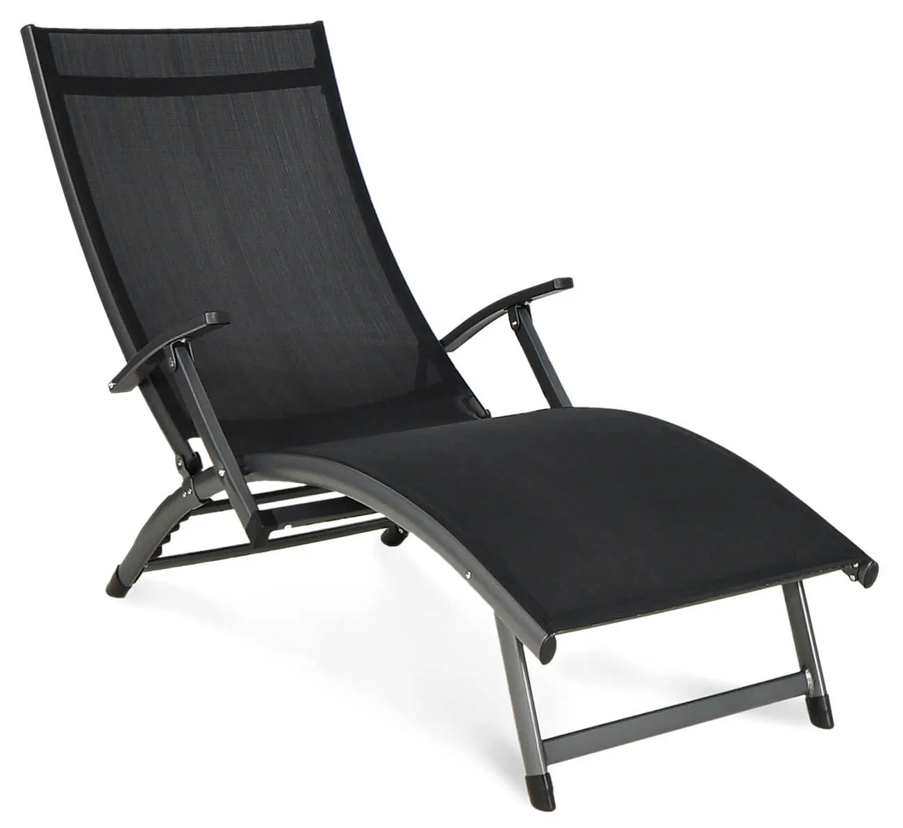 Leżak ogrodowy składany RELAX aluminiowy z regulacją 175 cm czarny - FG000746