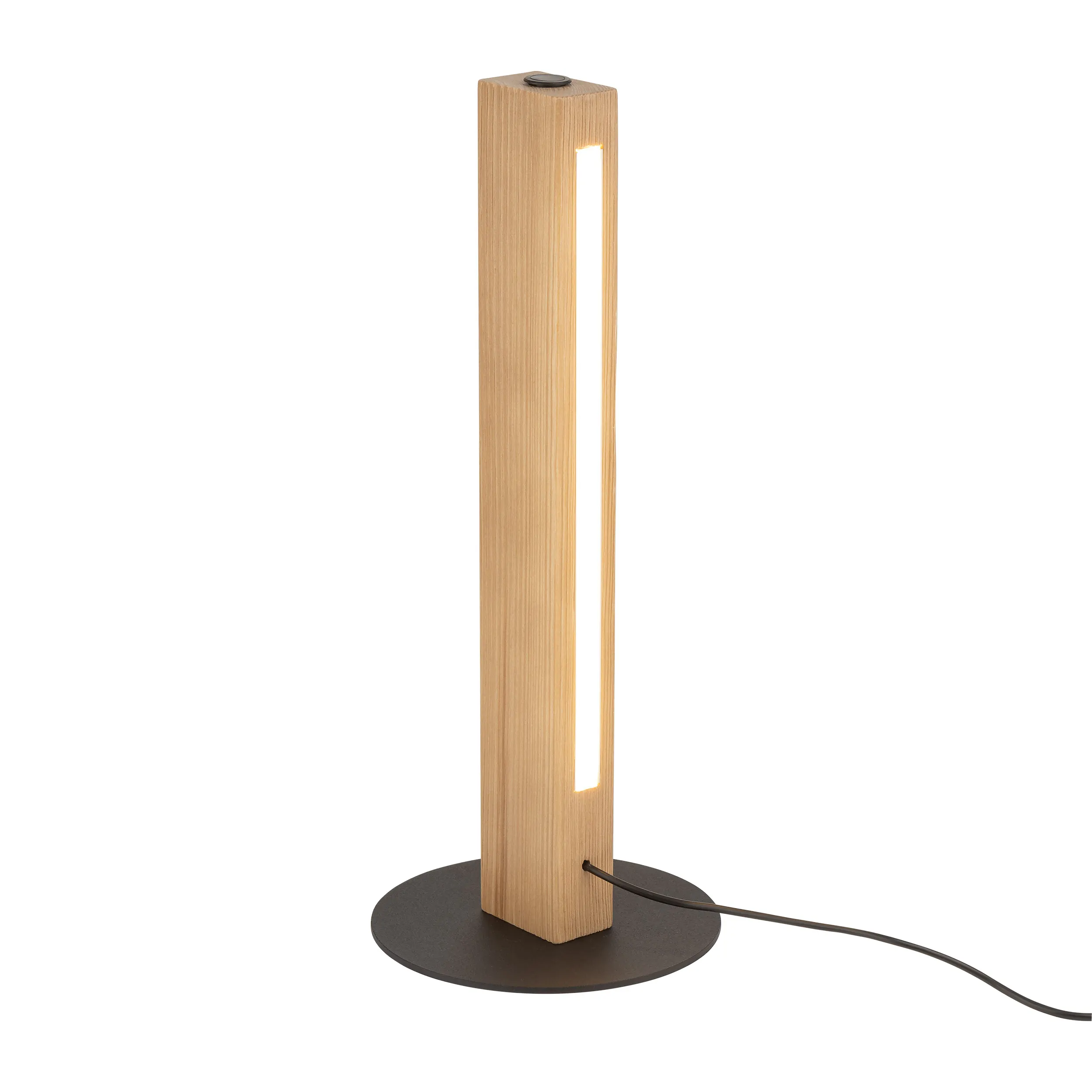 Lampka nocna TEO LED 15W jasna sosna na czarnej podstawie z przyciskiem 41x17cm - TK_1412