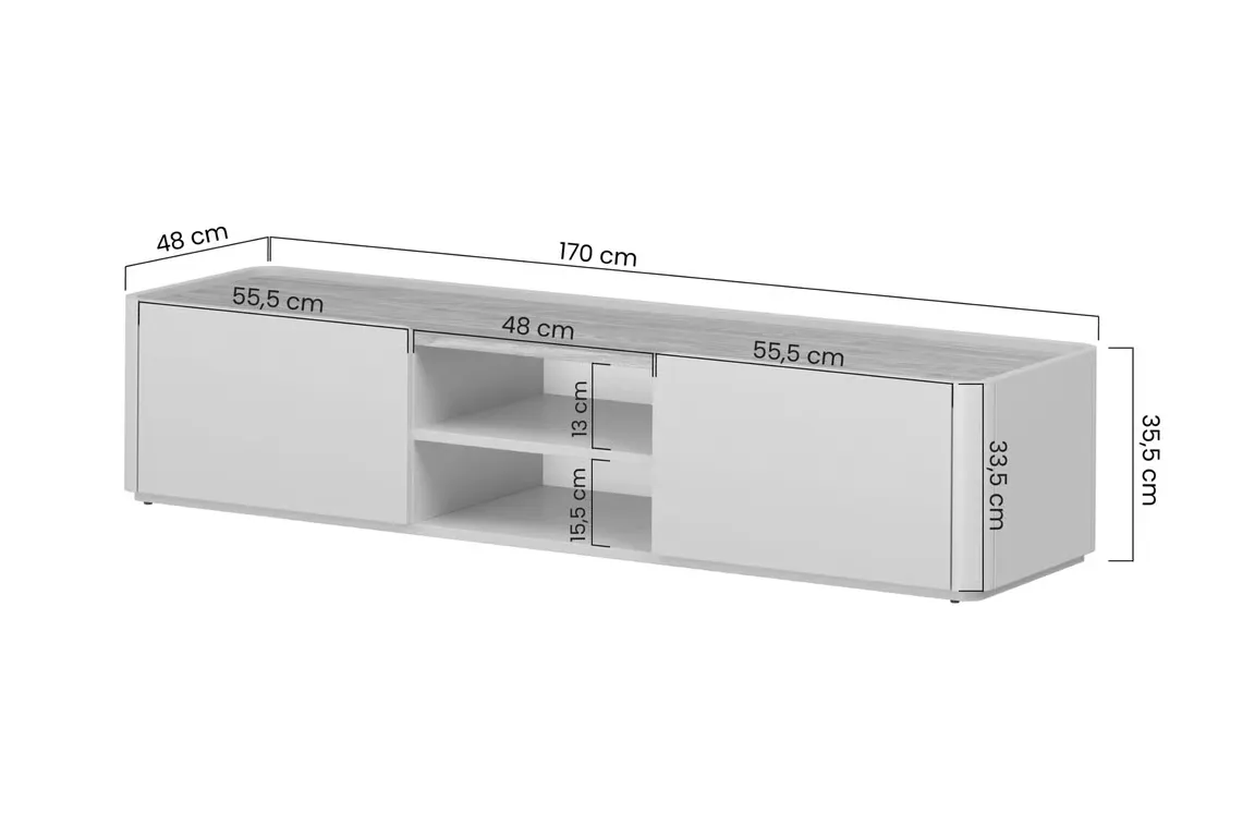 Szafka RTV z 1 klapą i szufladą ELIVO RTV 170cm cashmere dąb olejowany — zdjęcie 10