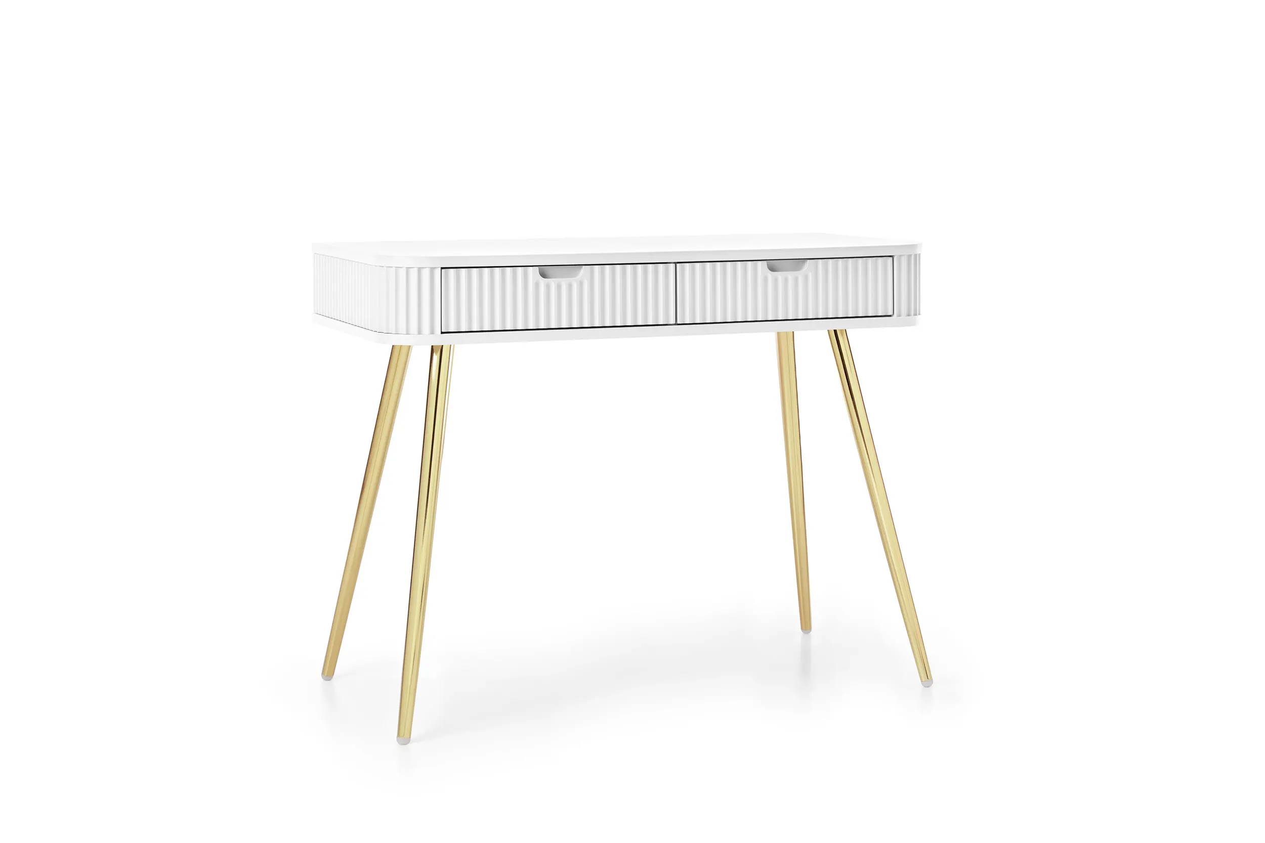 Toaletka z 2 szufladami ZOVA frezowane fronty, biały, złoty