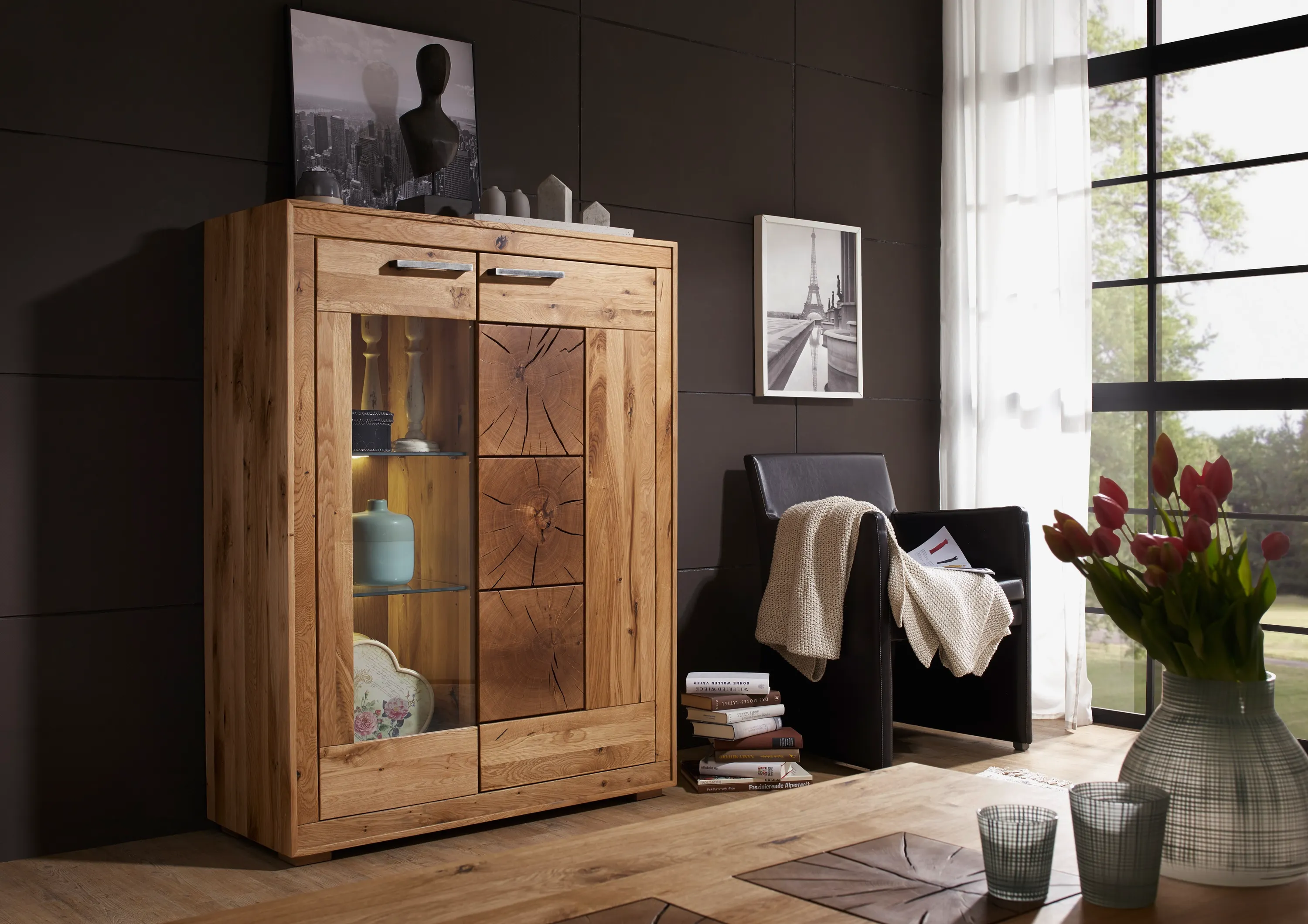 Kredens I-L Cornflower 2-drzwiowy, dąb olejowany, Lewy - GK_1033150711