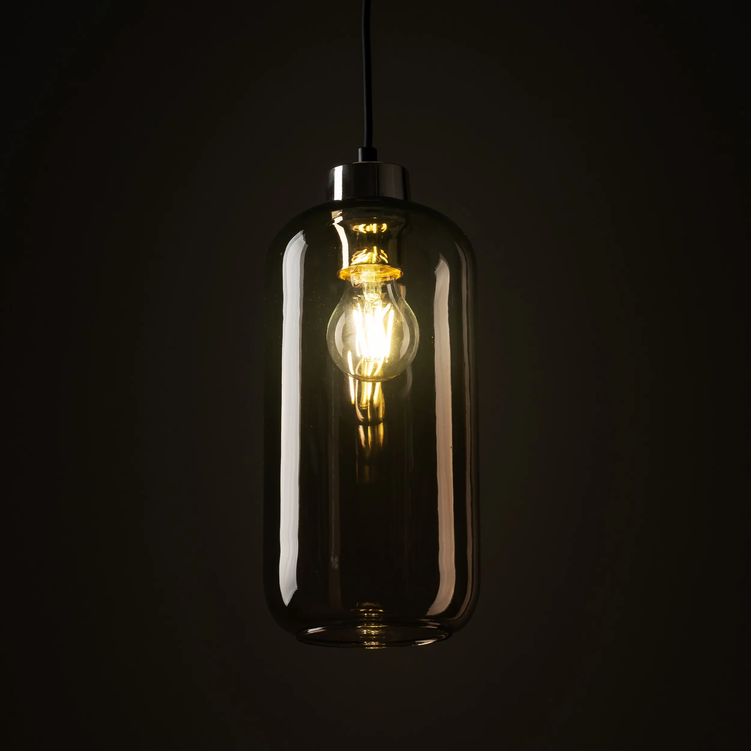 Lampa wisząca MARCO na czarnej podstawie i przewodzie ze złotym elementem klosz szklany brązowy 178x14cm - TK_3314