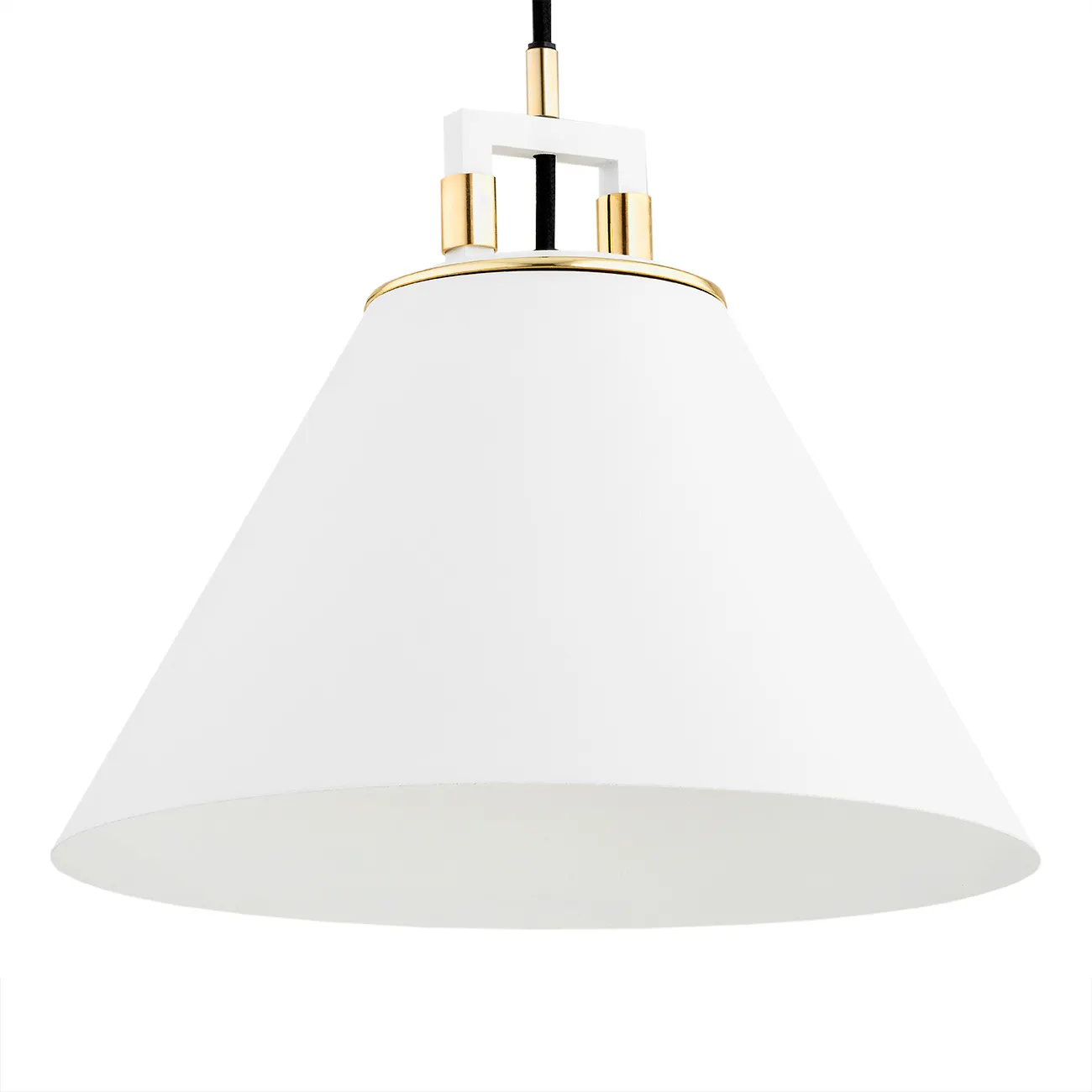 Lampa wisząca ORTE biały mosiądz z czarnym przewodem 105x28cm - 4914