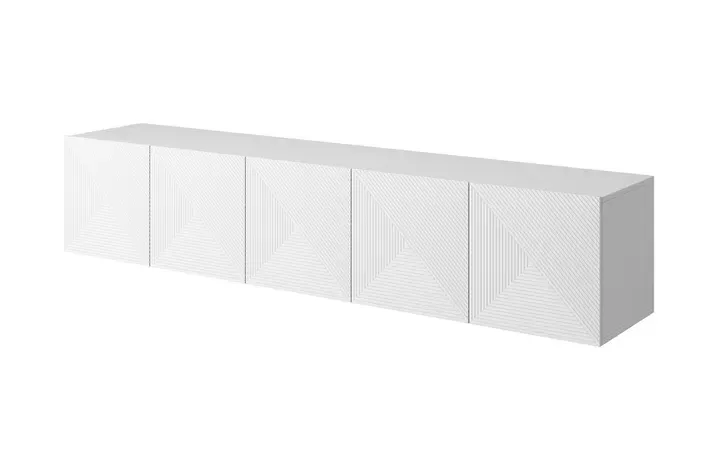 Szafka RTV ASHA 200 5D - biały mat - ryflowany front - wisząca