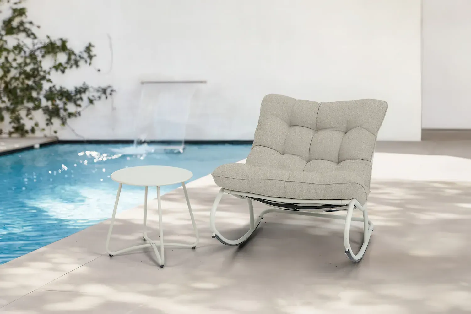 Zestaw Fotel bujany AGAVA i stolik ART jasny beż - FG007916