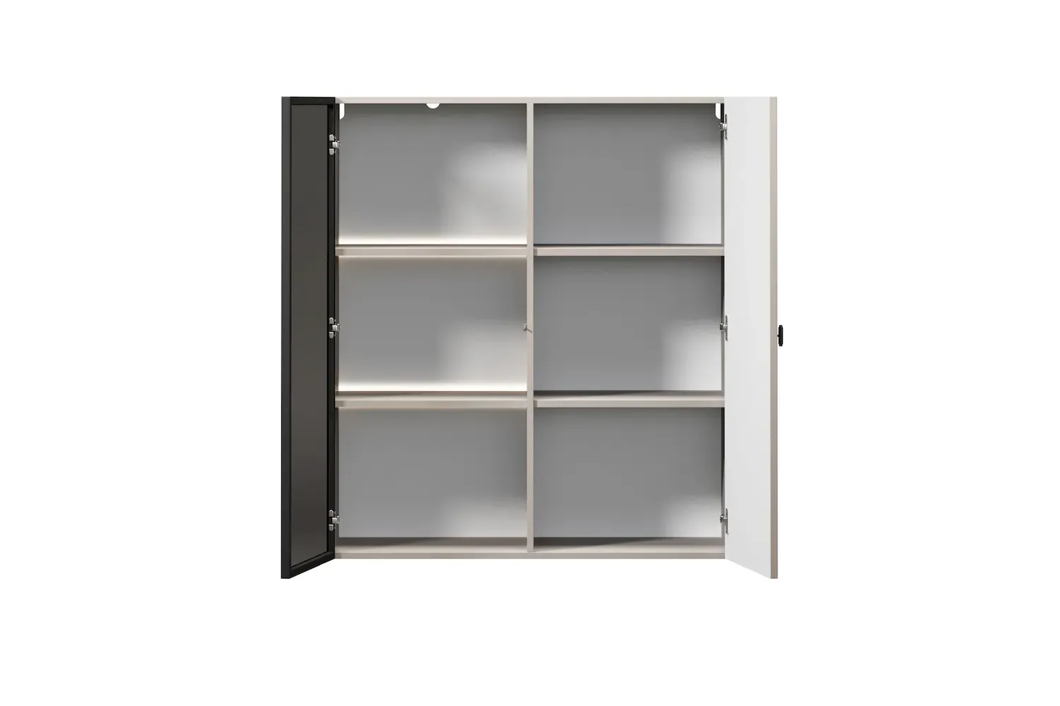 Witryna 2-drzwiowa LORINI 100 oświetlenie LED szkło Antosol - cashmere uchwyt T-bar czarny wisząca - B_166744