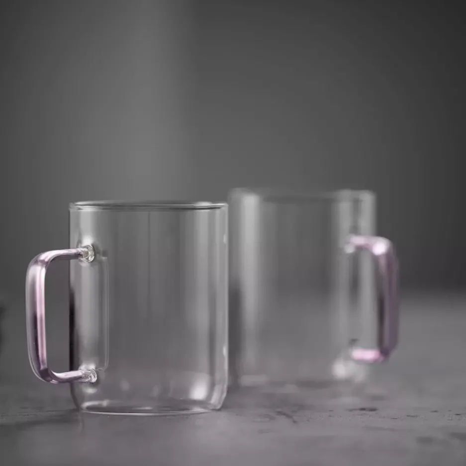 Szklane kubki TORINO zestaw 2 szt. 400 ml różowe - ND_32769