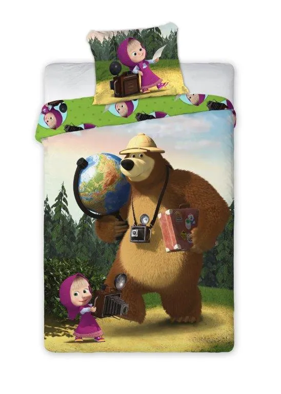 Pościel dla dzieci komplet MASZA I NIEDŹWIEDŹ 035 bawełna 100% 160X200+70X80 wielokolorowy. Dziecko, Osoba