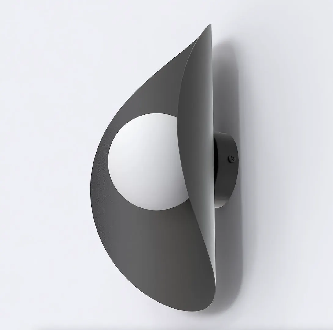 image kinkiet, metal, szary, okrągły, designowy