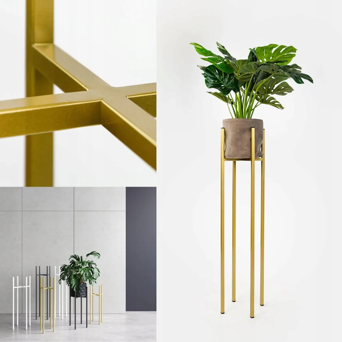 Kwietnik-stojak na donice CHOLET L metalowy złoty - LD_TZ000138