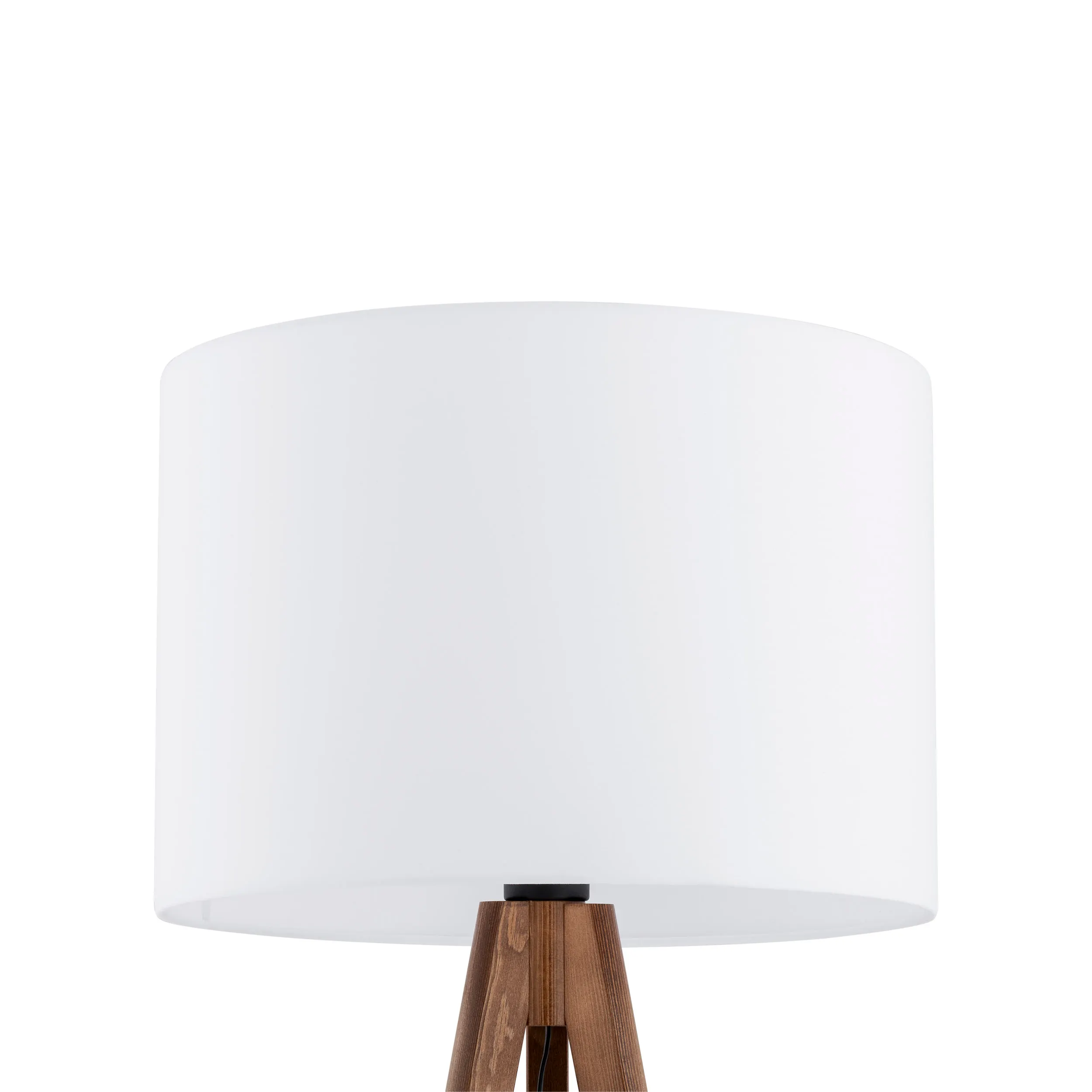 Lampa podłogowa GRAND drewniane nogi z orzecha z białym okrągłym kloszem 145x50cm - TK_16003