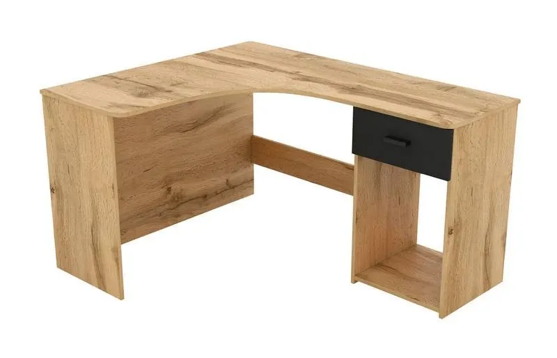 Biurko CORNER narożne dąb wotan czerń 155x125x75cm Biurko CORNER narożne dąb wotan czerń 155x125x75cm