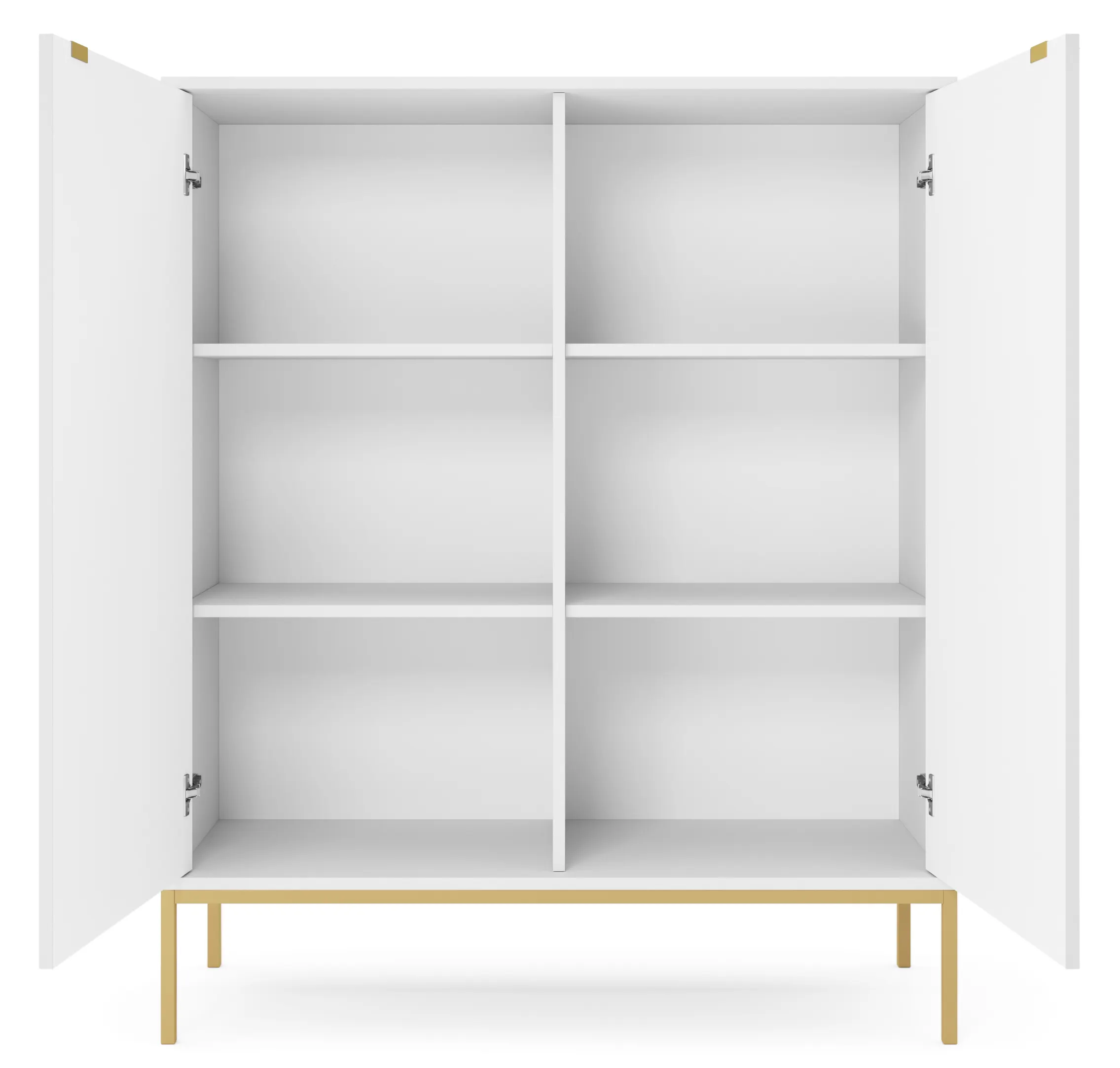 Komoda wysoka 2-drzwiowa NOVA Biały, Złoty - NOVA_K104_BZL