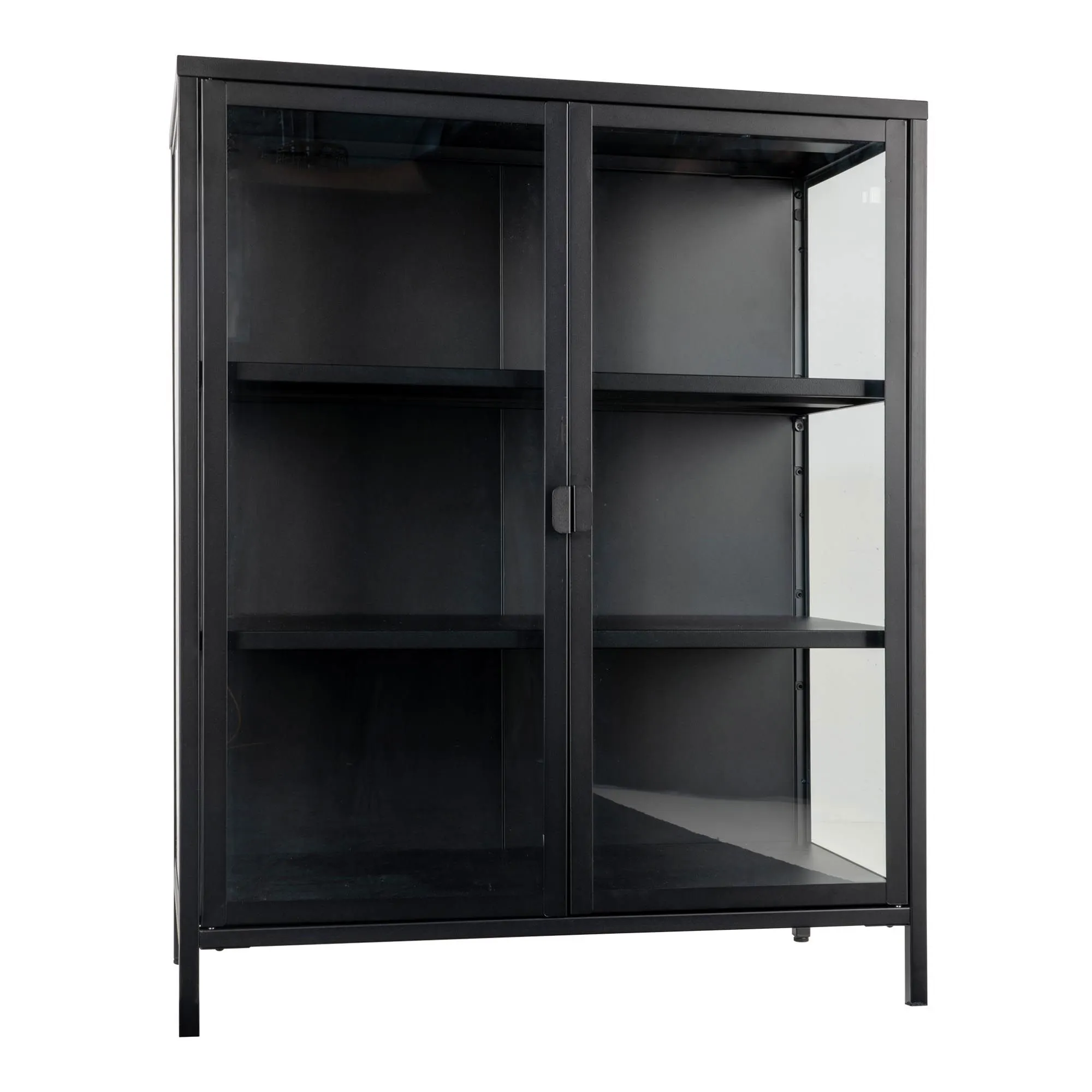 Witryna niska 2-drzwiowa BRISBANE przeszklone boki 80x40x101 cm - czarna