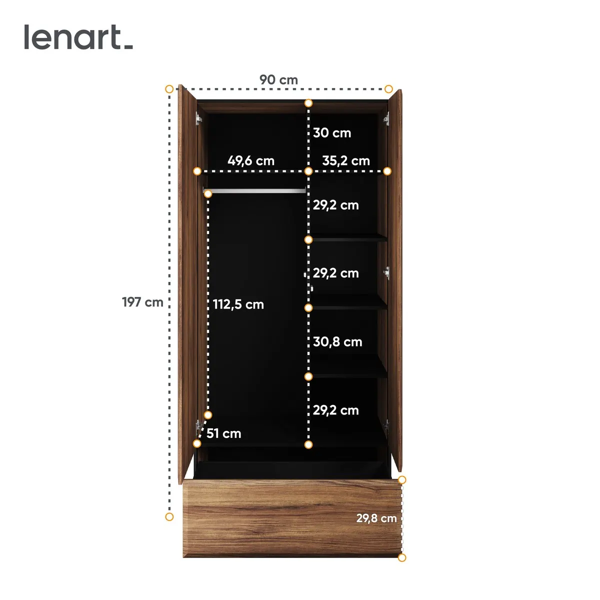 Szafa 2-drzwiowa Borga 01 dąb catania 90x197x51__05 Szafa 2-drzwiowa Borga 01 dąb catania 90x197x51 - BG1DCC