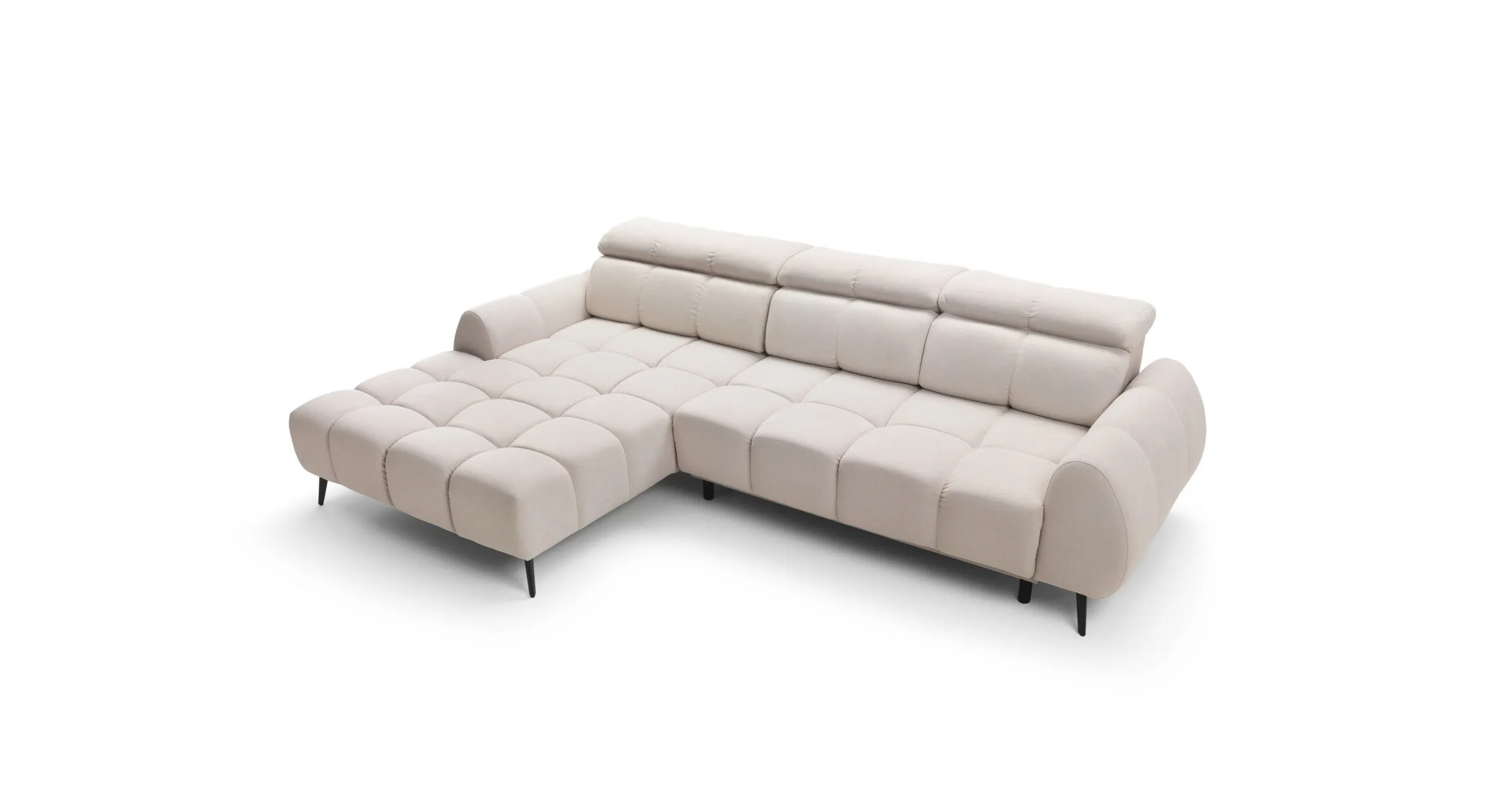 Narożnik z funkcją spania PIANO lewostronny elektryczny wysuw siedziska - tkanina Nube 08 - beżowy - PIANO_NAR_NUBE08_L