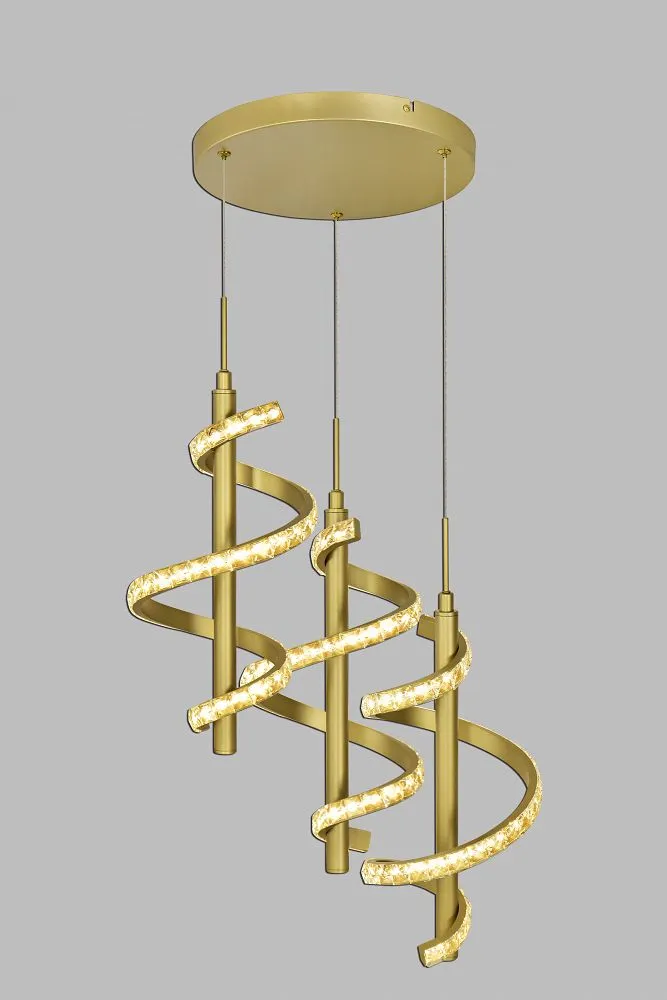 Lampa wisząca CLARET potrójna spiralna z kryształkami i ściemniaczem typu "klik"