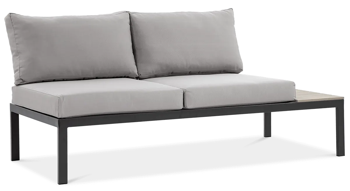 Narożnik ogrodowy modułowy ze stolikiem FREEMONT stalowy jasnoszary - FG001496