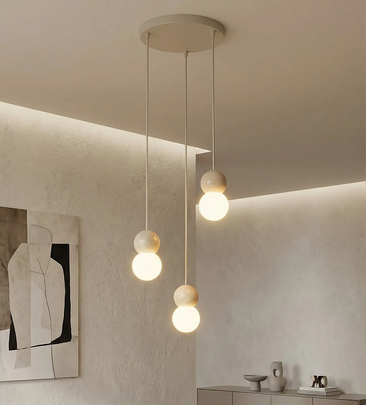 lampa wisienkowa, pendant light, kule LED, minimalist, styl skandynawski