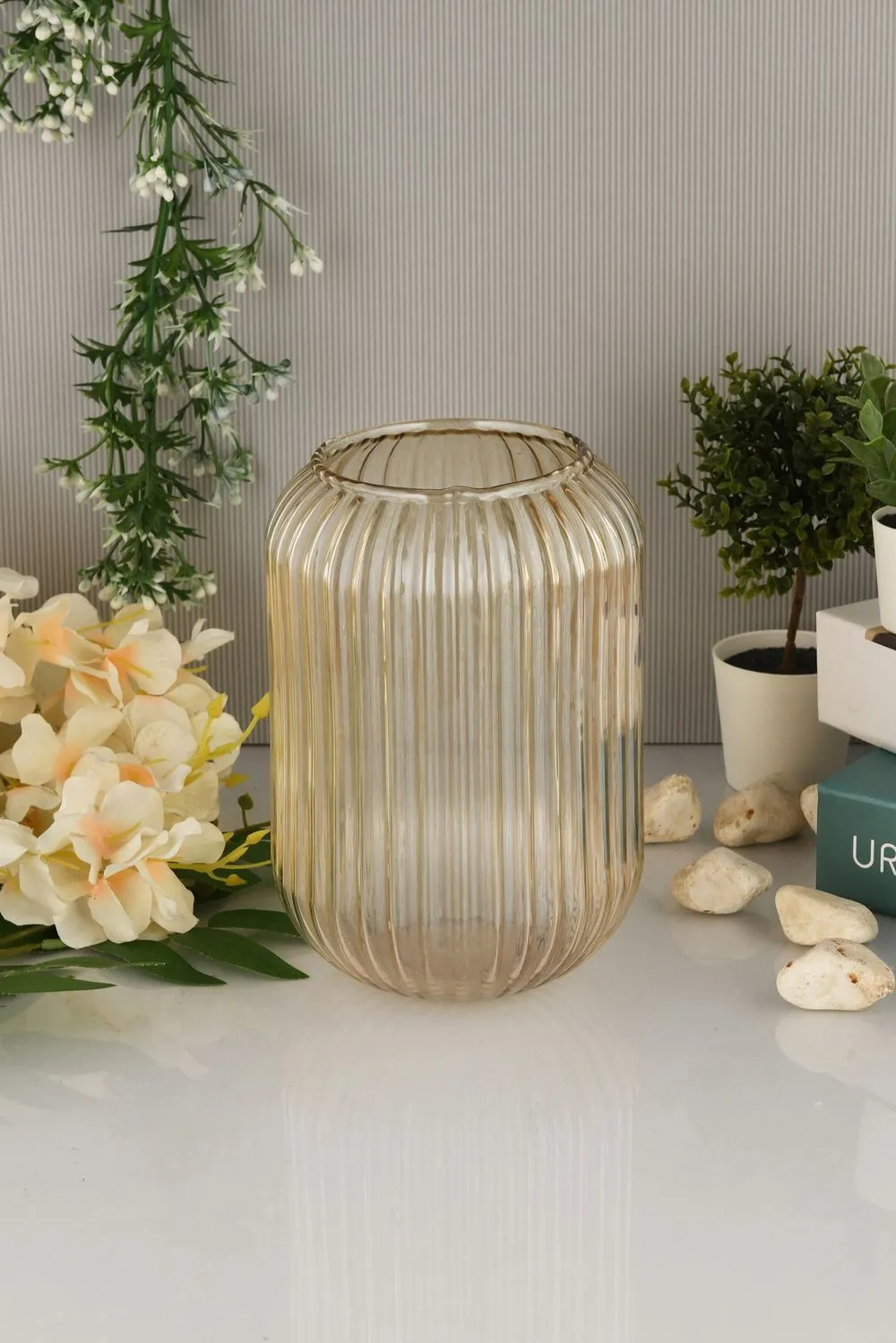 Wazon szklany LINE D20B 10x10x20 cm złoty - ASI_329SBL1101