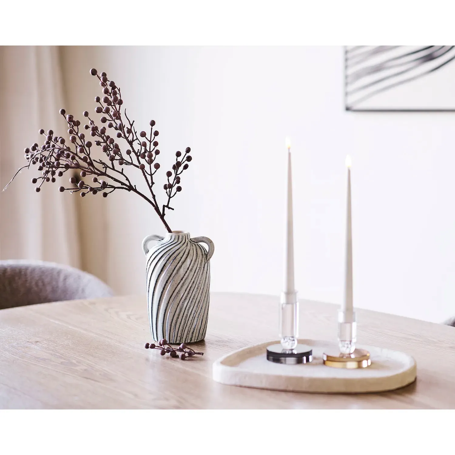 Świecznik szklany CANDLE 8,5x10cm brązowy biały - 4561193