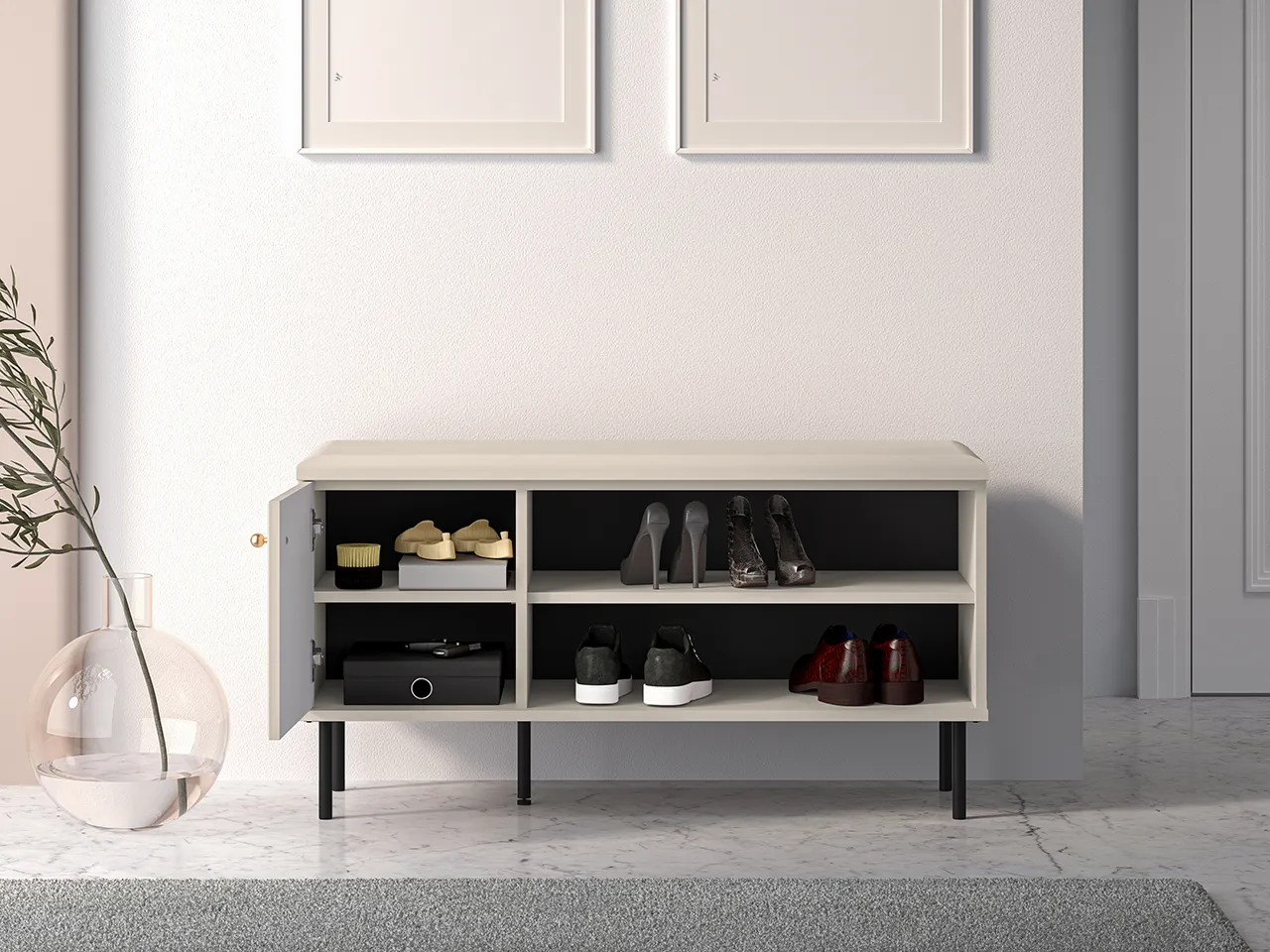 Szafka na buty 1-drzwiowa SOPHIE szeroka cashemere - 1SOPH15-001