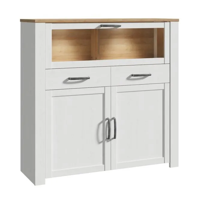 Witryna barek z witryną i szufladą CHISBURY - dąb riviera, modrzew jasny sibu - BHLK321-M482