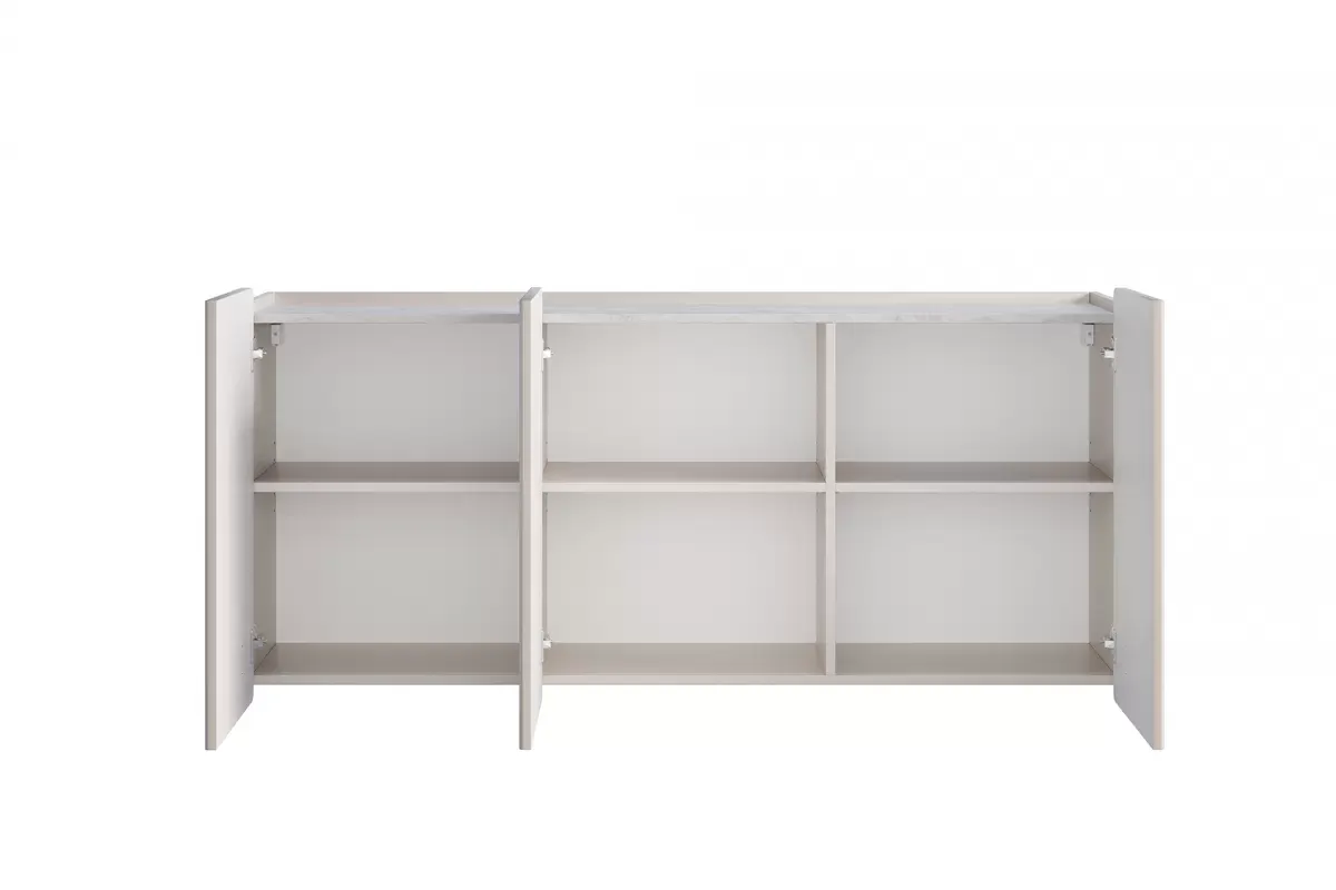 MALMI Komoda 150 3D - cashmere / crema bianca / wisząca / czarne uchwyty - B_162313