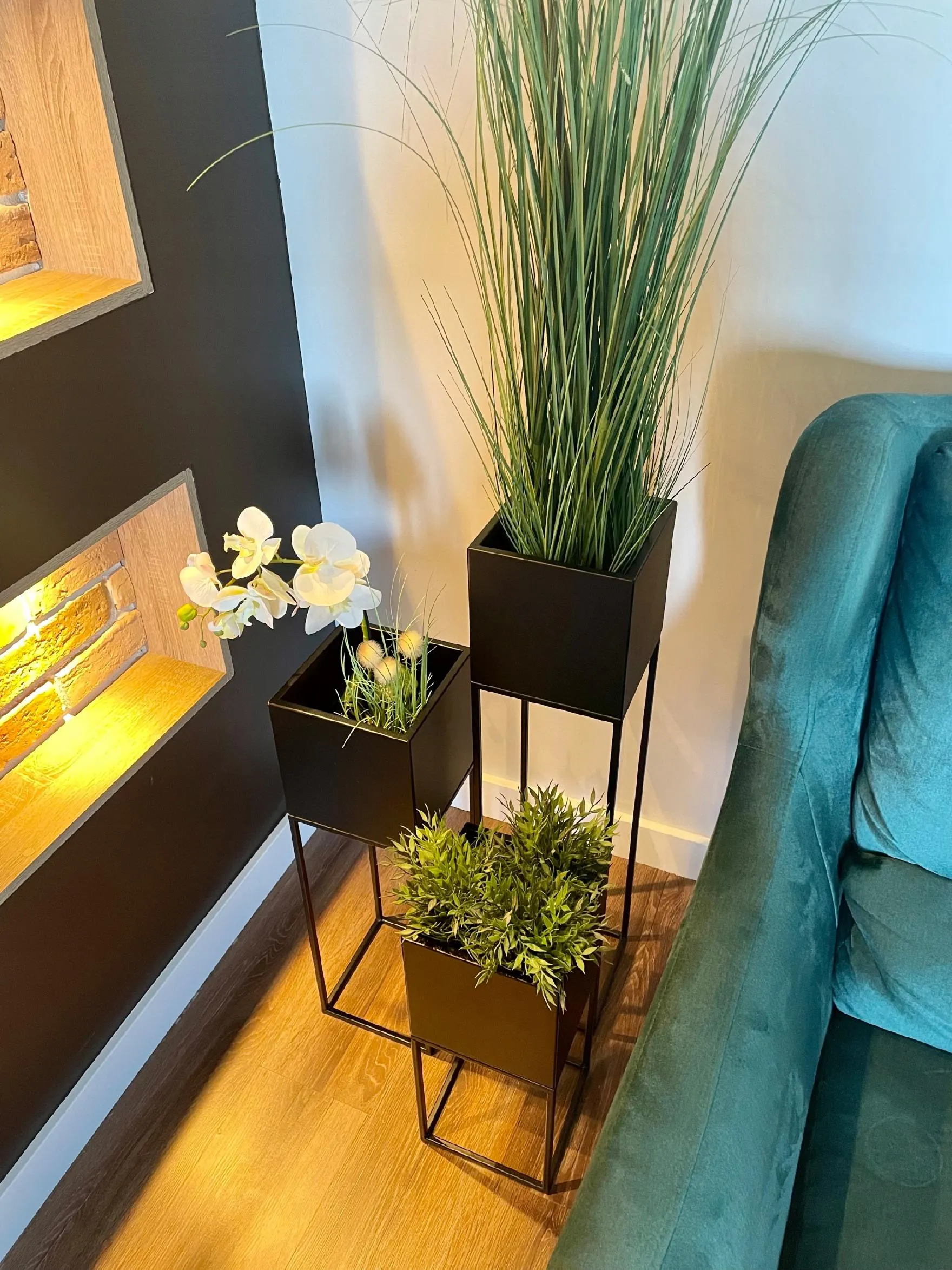 DONICZKA-osłonka na donice metalowa LORIENT L czarna - LD_TZ000063