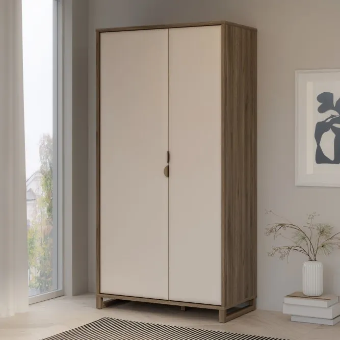 Szafa 2-drzwiowa MAREDA 100 cm dąb valencia - piaskowy - MAQS821-M966