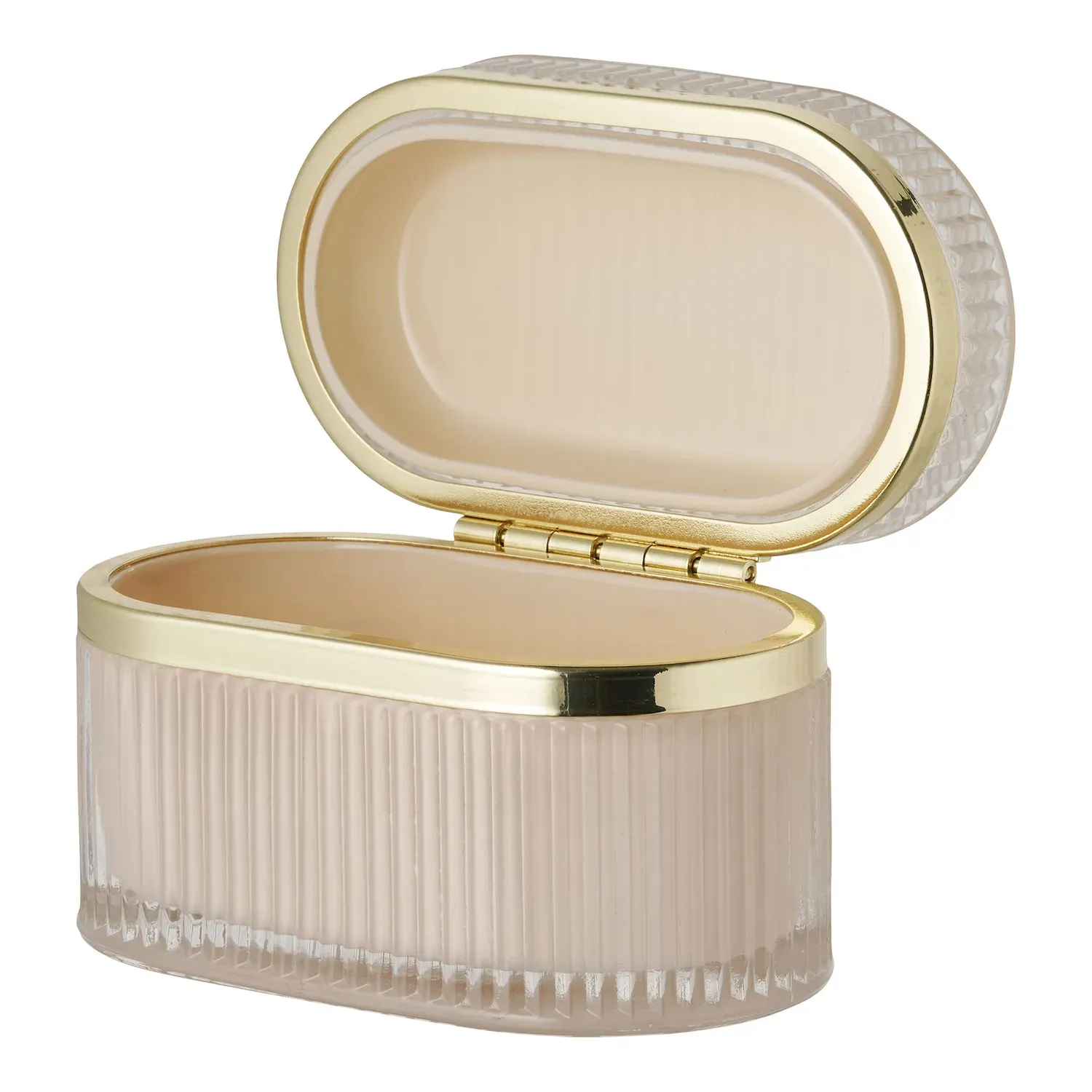 Pudełko szklane LOVE 13,5x9 cm beżowy mosiądz - 4501358