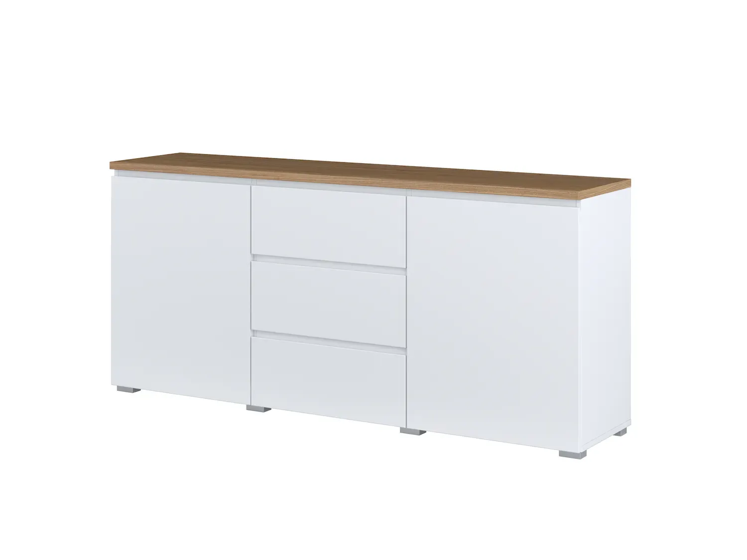 Komoda 2-drzwiowa z 3 szufladami MODO 26 150 cm biały dąb mauvella