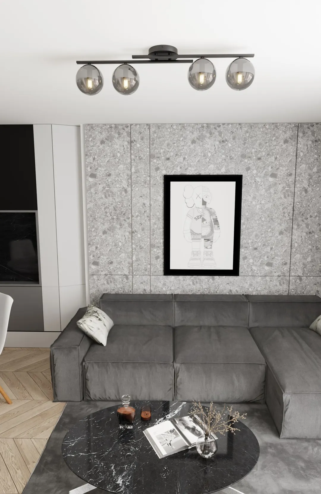 Lampa sufitowa kule KAIRO 4 BL GRAFIT - 1447/4