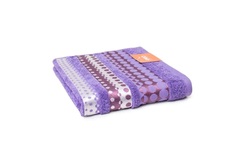 Ręcznik frotte SILVER żakardowy z haftem 50X90 fioletowy Łóżko, Meble