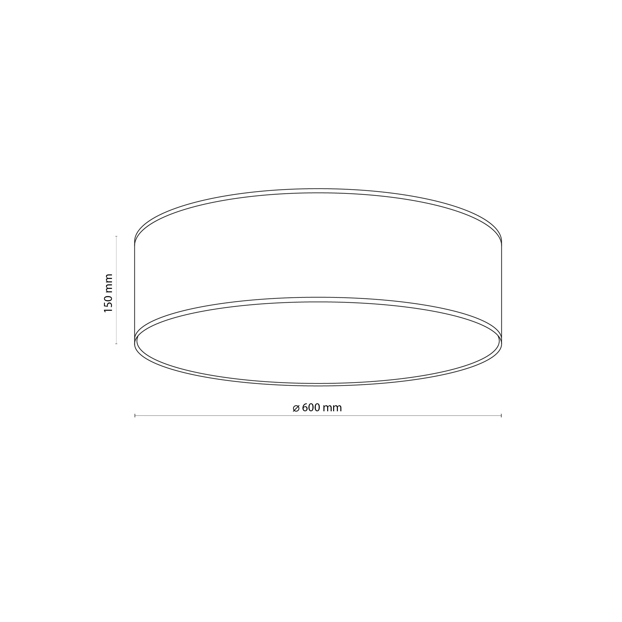 Plafon LIBERIA beżowy z tkaniny z czarnymi pierścieniami i białym kloszem okrągły 60x15cm - TK_4729