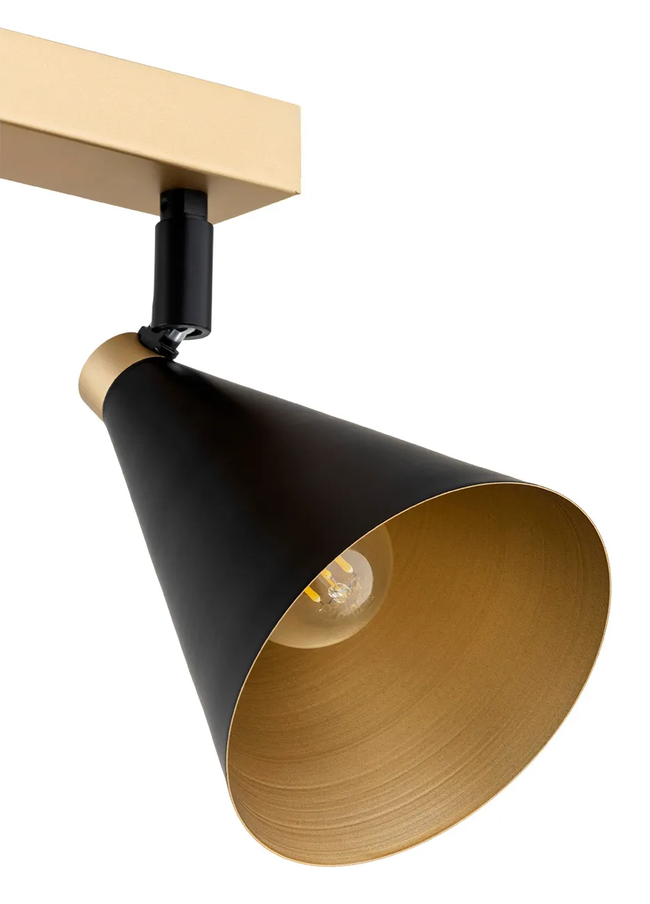 Plafon LUCINDA metalowy czarny złota podstawa 130x21cm - 1805