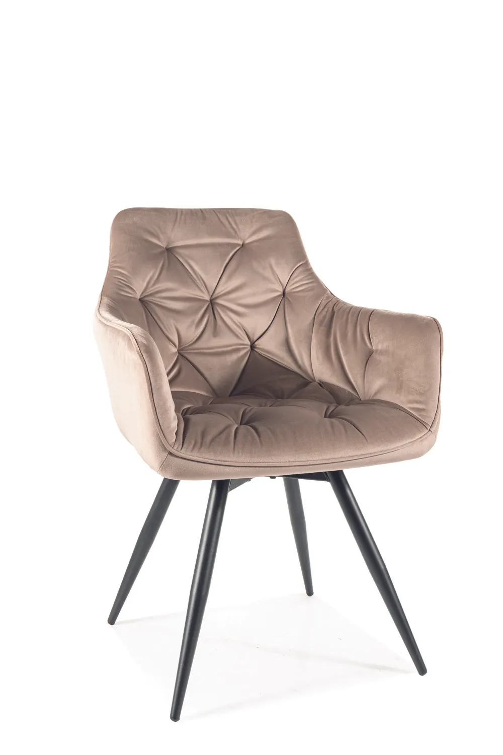 Krzesło obrotowe z podłokietnikami MANGO VELVET Bluvel 40 ciemny beż stelaż czarny