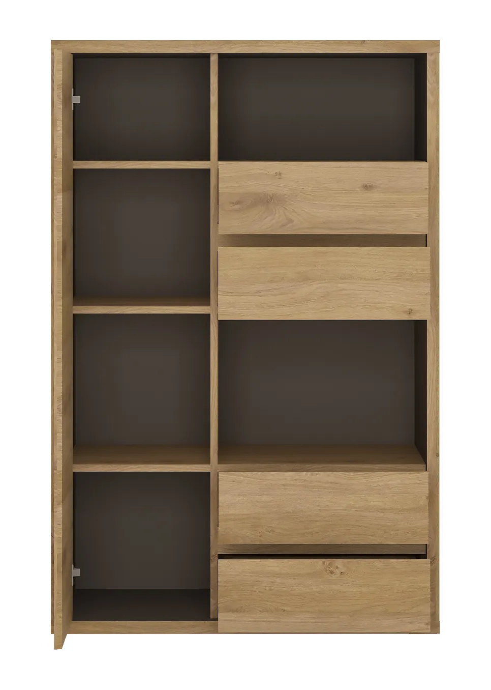 Regał 1-drzwiowy z 4 szufladami SHETLAND TYP 31 Dąb Shetland, Szary - 6003005000886