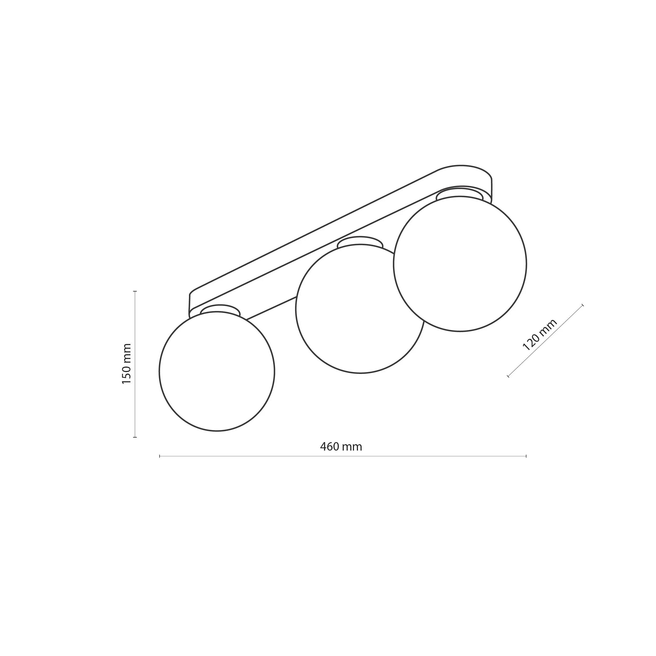 Lampa sufitowa BIANCA złota na listwie z białymi kloszami niesymetryczna potrójna 46x15x12cm - TK_4697