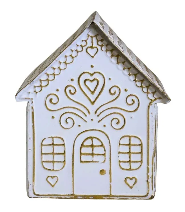 DOMEK piernikowy METALOWY 7746 biało-złoty DOMEK piernikowy METALOWY 7746 biało-złoty
