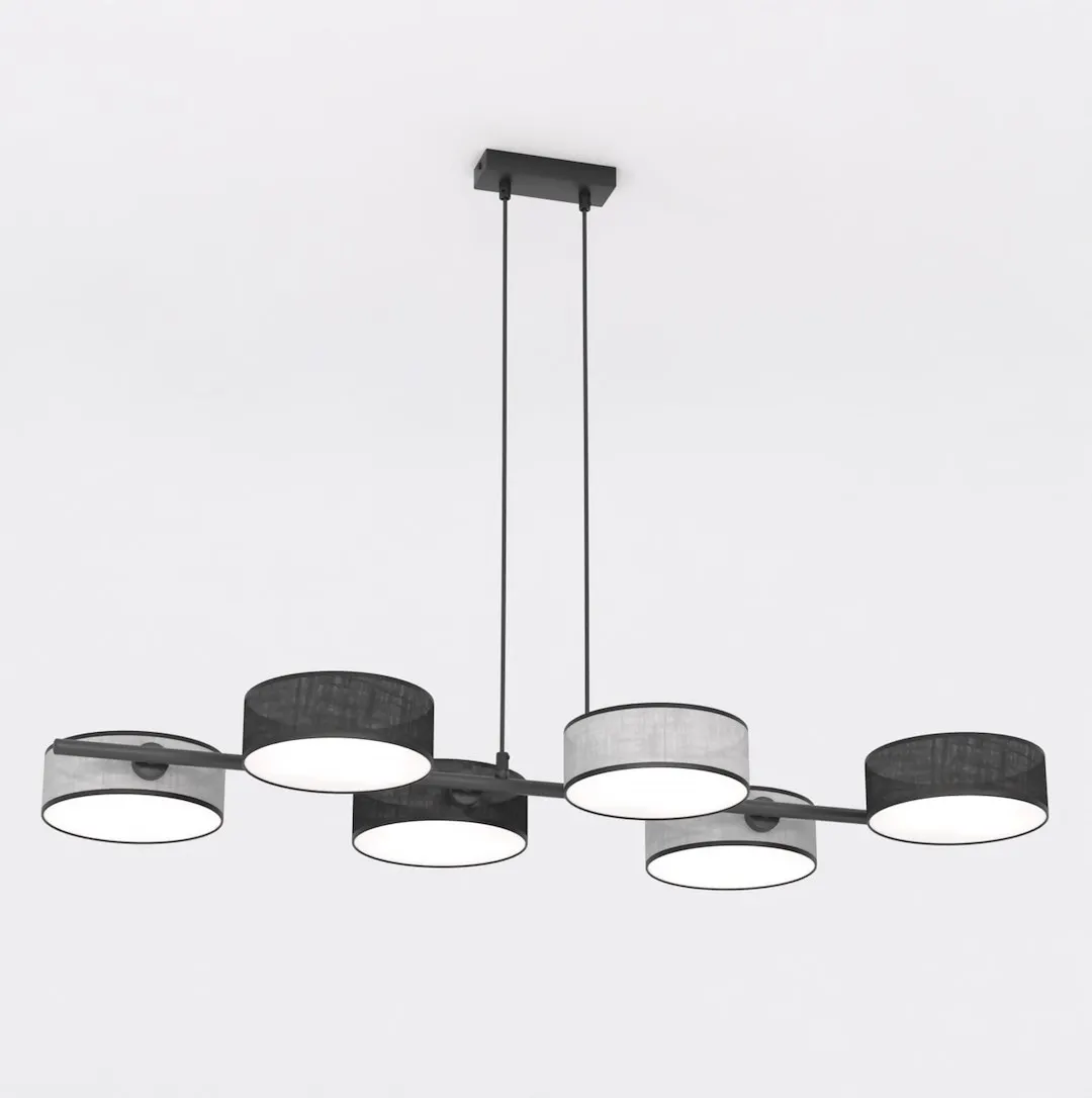 Lampa wisząca DRUMZ 6 MIX2 abażur czarny szary