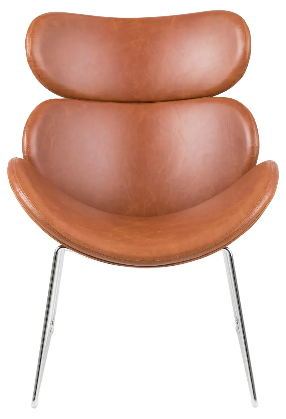 Fotel z ekoskóry na metalowych nogach ROMA brązowy, chrom - 0000071940