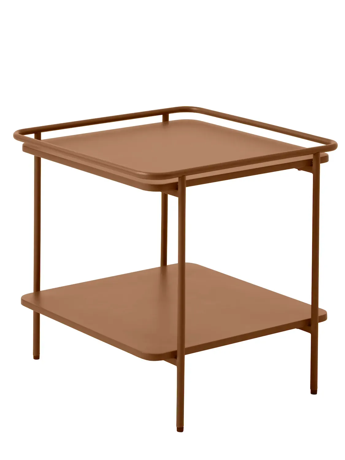 Stolik kawowy metalowy YUBA z półką 45x45 cm - ceglasty Stolik kawowy metalowy YUBA z półką 45x45 cm - ceglasty