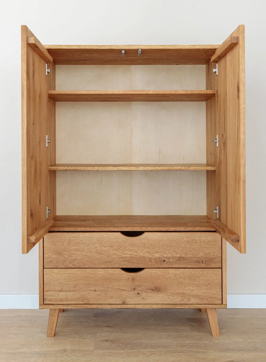 Bieliźniarka 2-drzwiowa z 2 szufladami SIMONA lity dąb olejowany - PRHSIM05