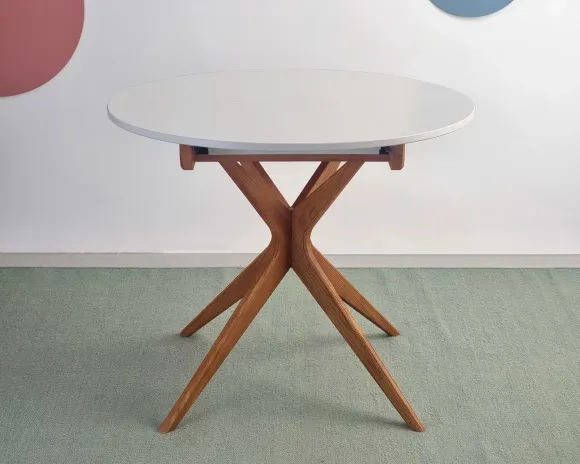 Rozsuwany okrągły stół JUBI 90cm dąb biały - NRGBTJ_OAK_1E