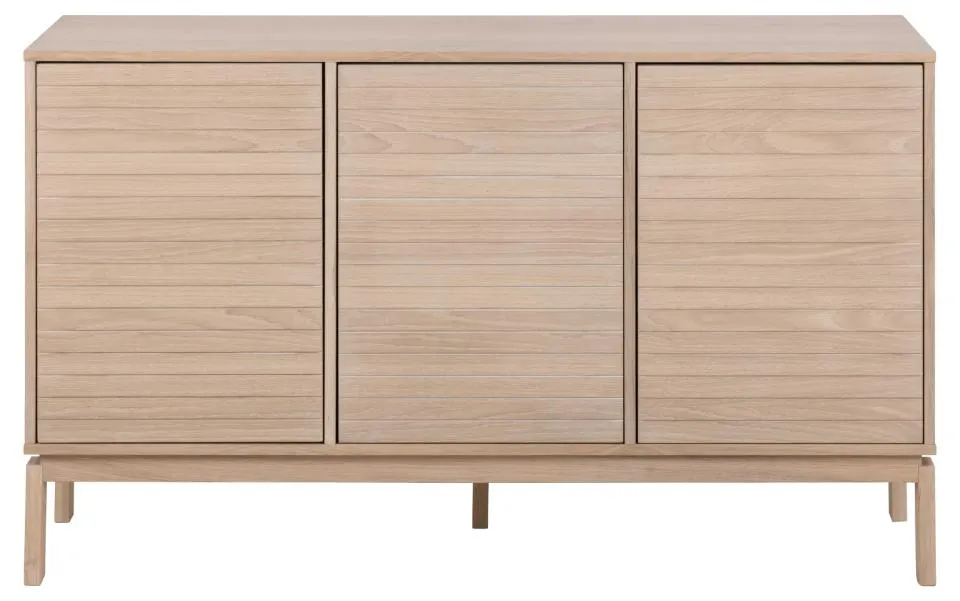 Komoda 3-drzwiowa FARON 135,4x40x80 Fornir dębowy bielony olejowany — zdjęcie 3