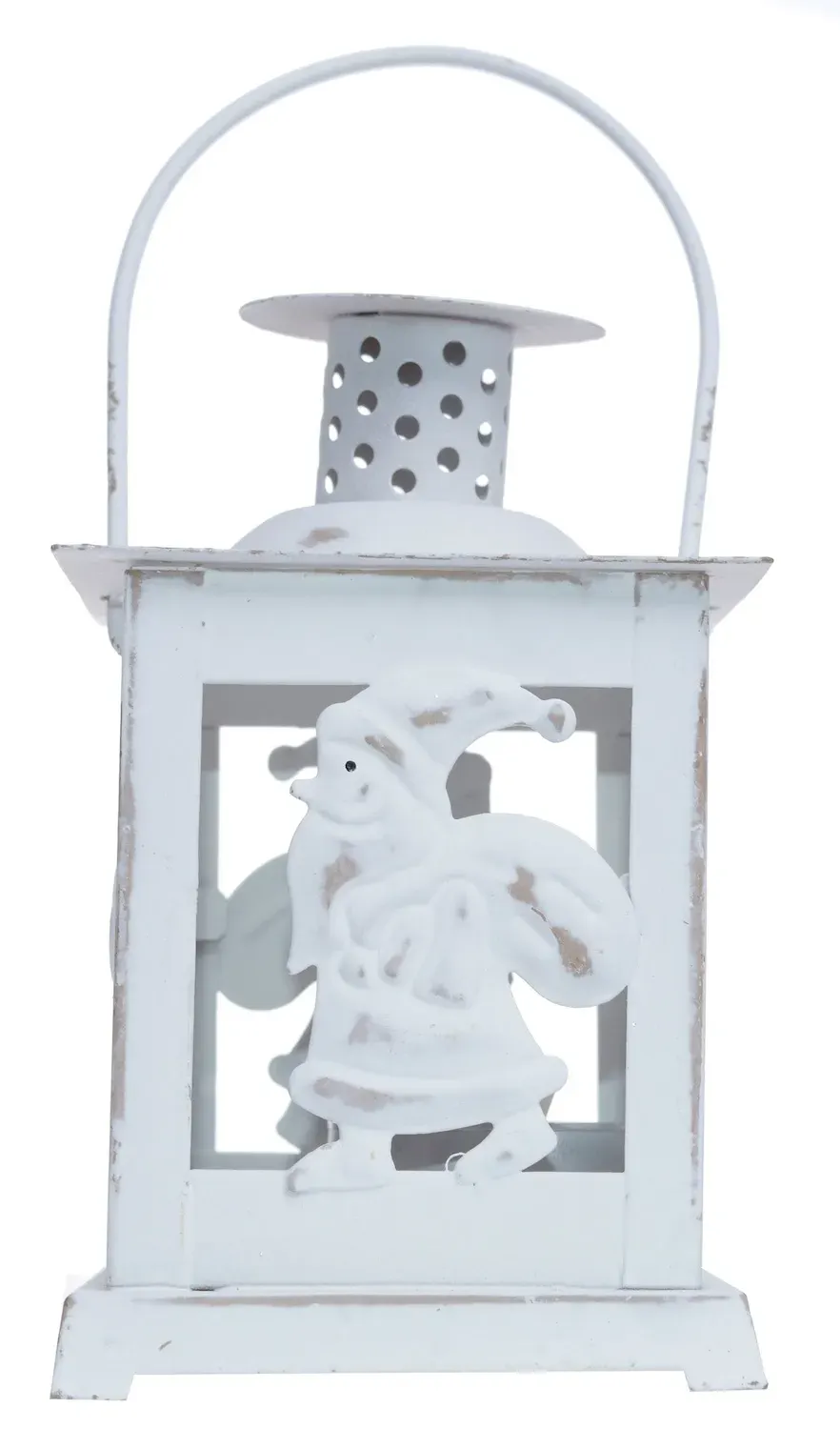 Metalowa latarnia Z MIKOŁAJEM mała biała Metalowa latarnia Z MIKOŁAJEM mała biała