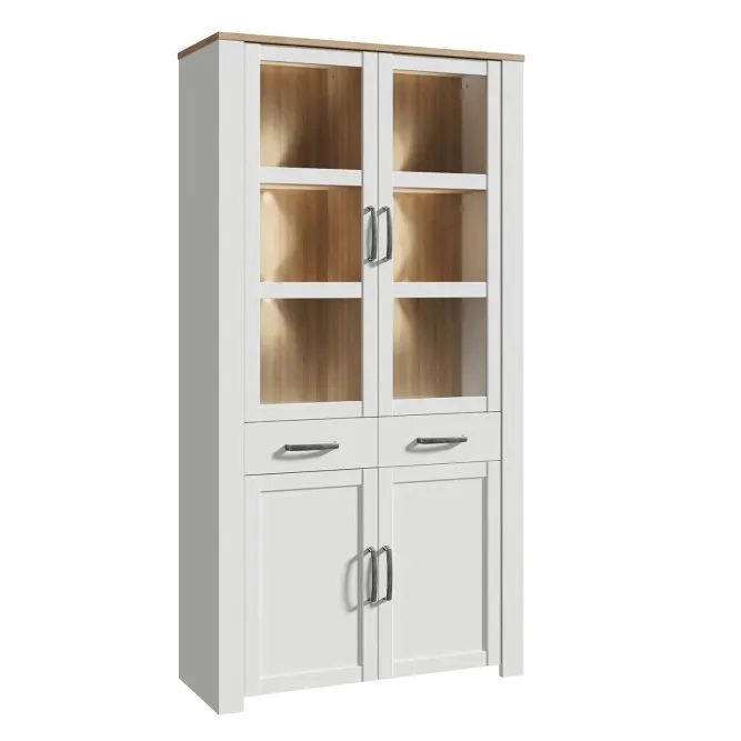 Witryna Kredens 4-drzwiowa z 2 szufladami CHISBURY - dąb riviera, modrzew jasny sibu - BHLV822-M482